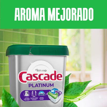 Cascade Platinum Fresh Jabón para Lavavajillas, Detergente 12 Cápsulas