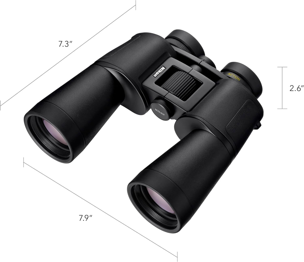 Nikon Action - Binocular de 12 x 50 | Óptica Revestimiento múltiple, Aumento de 12x de Alta Potencia, Lentes de Lente de 50 mm, Lentes Ajustables de Giro y Deslizamiento y diseño