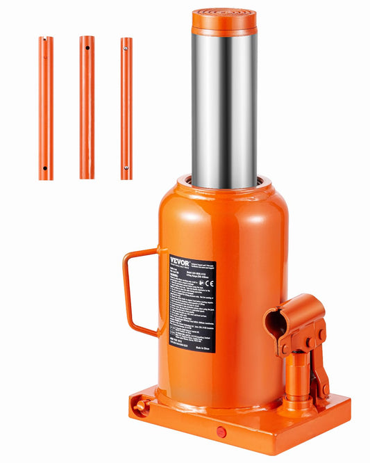 VEVOR Gato Hidráulico de Botella 50 T Manual Gato de Botella Soldado Rango de Elevación de 280-440 mm Mango Largo de 3 Secciones para Automóviles, Reparación de Automóviles, Ingeniería Industrial