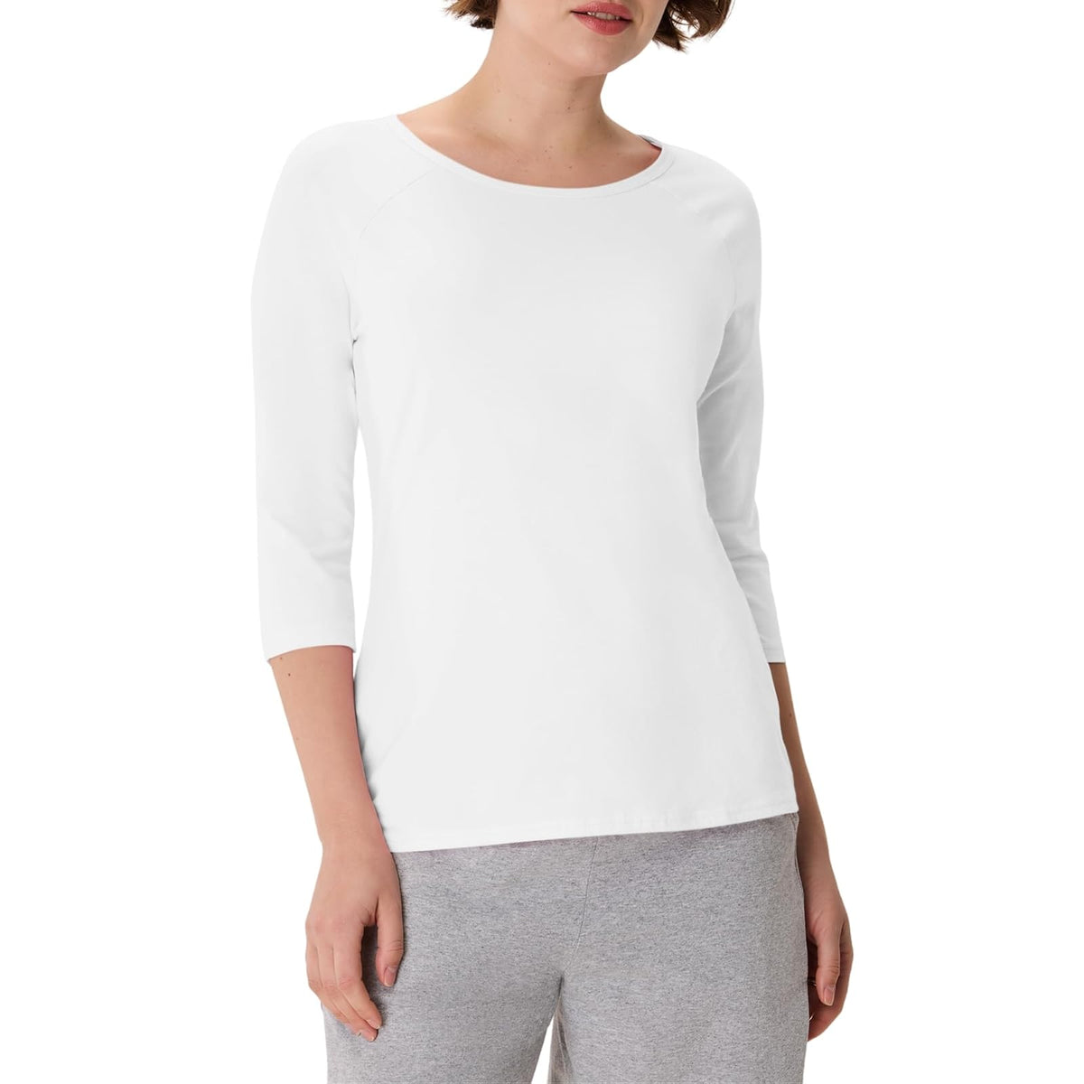 Hanes Playera de Manga raglán de algodón elástico Camisa para Mujer