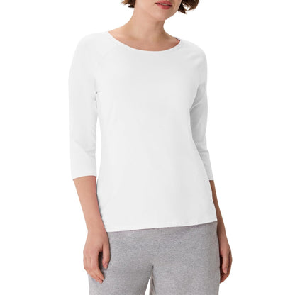 Hanes Playera de Manga raglán de algodón elástico Camisa para Mujer