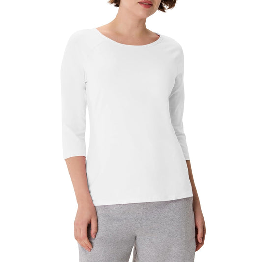 Hanes Playera de Manga raglán de algodón elástico Camisa para Mujer