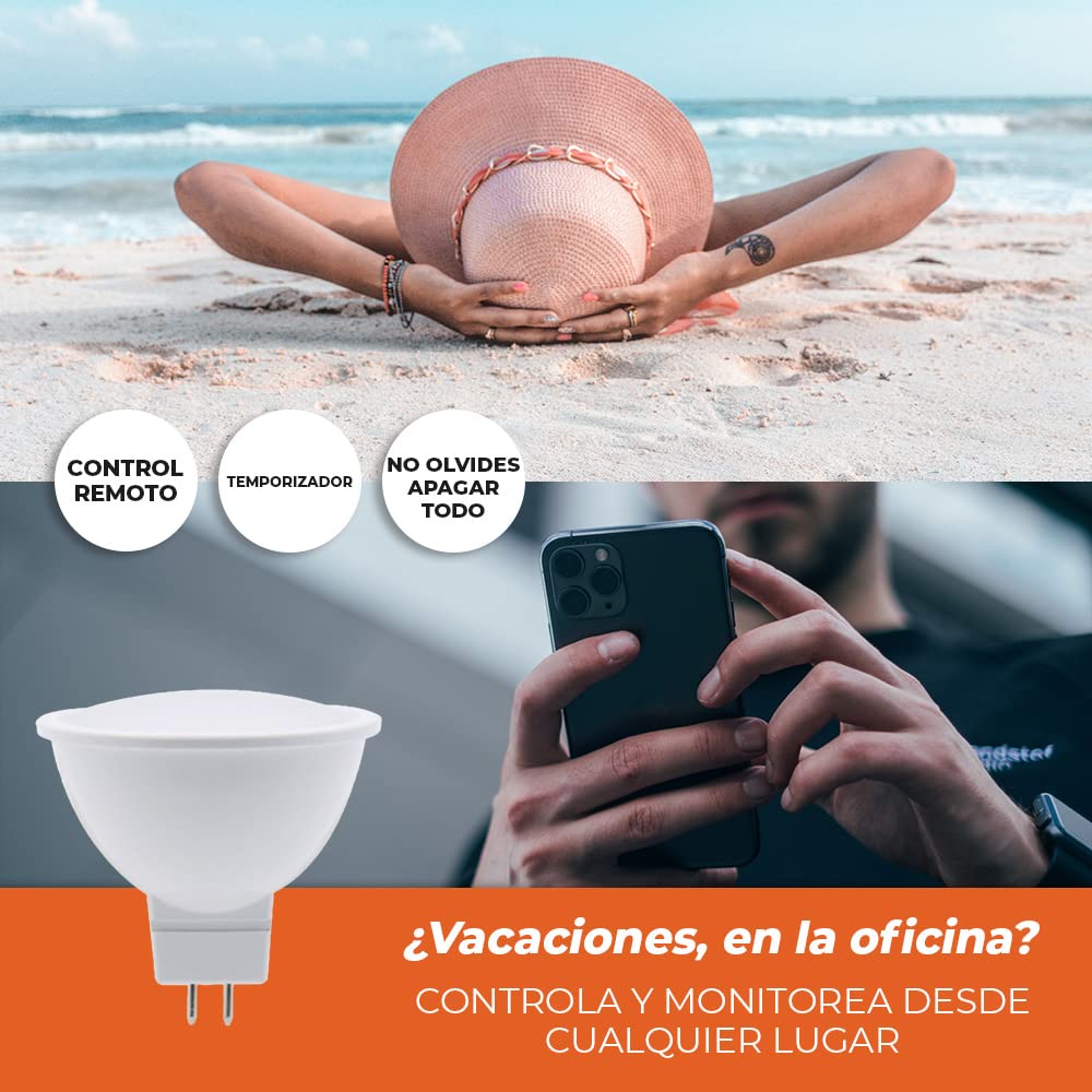 Tecnolite Connect Foco MR16 RGB 5W | 1 unidad, RGB atenuable, WiFi y Bluetooth, compatible Alexa