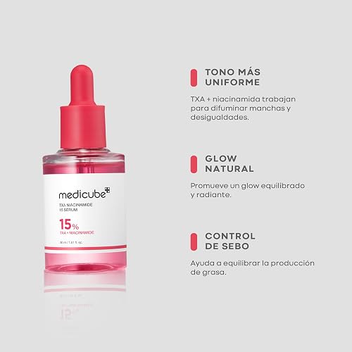 MEDICUBE TXA Niacinamide 15 Serum, Sérum Facial Coreano con 15% TXA + Niacinamida, para Luminosidad, Tono Desigual y Marcas Visibles, 30 ml