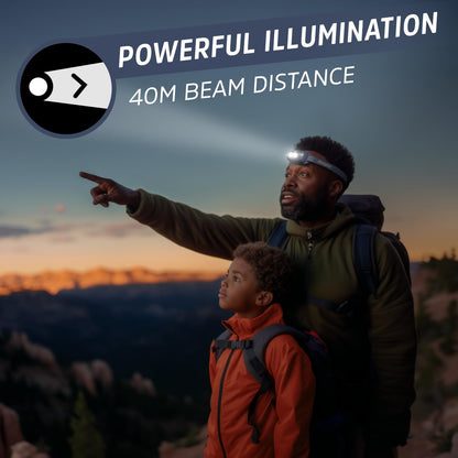 Energizer Universal+ - Faros delanteros LED (2 unidades), IPX4 resistentes al agua, luz de cabeza brillante para exteriores, camping, correr, tormenta, luz LED de supervivencia para emergencias