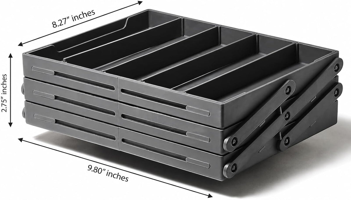 Ontel - Organizador inteligente de cajones, almacenamiento de joyas y cosméticos de varios niveles, negro, 2.6 pulgadas