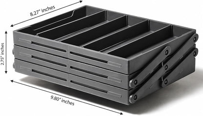 Ontel - Organizador inteligente de cajones, almacenamiento de joyas y cosméticos de varios niveles, negro, 2.6 pulgadas