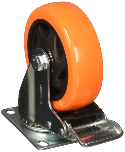 Surtek RV10B Rodaja de PVC naranja giratoria con freno 4"