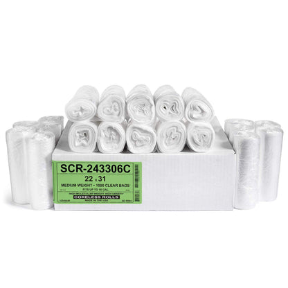 Aluf Plastics SCR-243306C Bolsas de basura de 12 a 16 galones (Paquete comercial de 1000 unidades) - Serie de reducción de fuente de alta densidad calibre de 6 micrones (equiv) - Diseñado para oficina, baño, papel, espuma de poliestireno