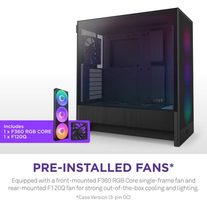 NZXT Gabinete H5 Flow RGB ATX Negro con Cristal Templado, USB 3.2 y USB Tipo-C – Torre para PC Gaming