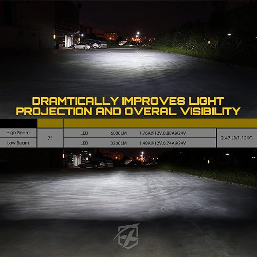 Xprite Faros Led De 7 Pulgadas Aprobados Por Dot, Compatibles Con Jeep Wrangler Jk Lj Cj Tj Hummber H1 H2 1997-2018, Con Luz Alta/Baja, Faros Delanteros Redondos Halo Drl