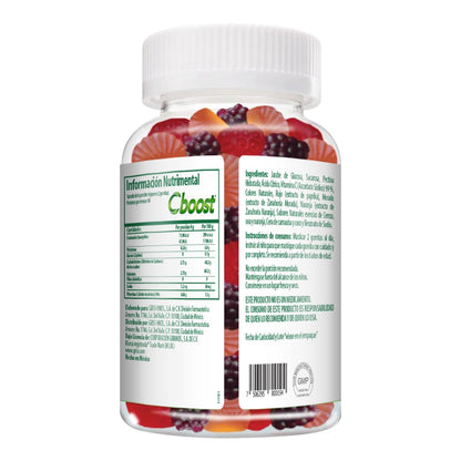 Cboost - Gomitas Kids Vitamina C para Niños, Sin Gluten, 180 Piezas, Fresa | Naranja y uva, colores y sabores naturales, 13 calorías por porción, gomitas a partir de 6 años
