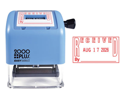 2000 PLUS 011092 ES Dater, recibida + fecha, 1 x 1 13/16, rojo