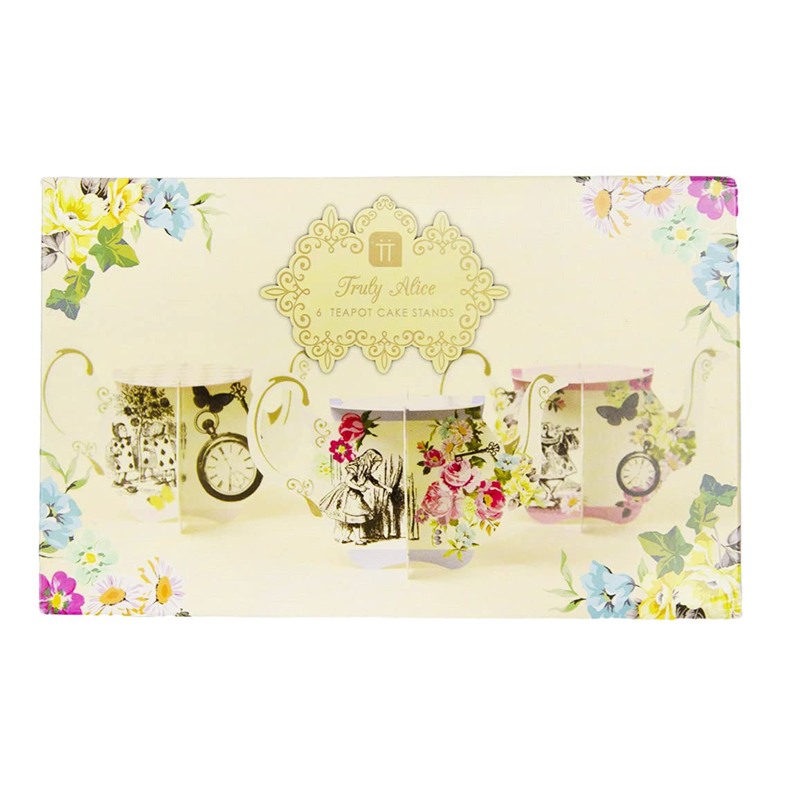 Talking Tables Truly Alice - Soporte para magdalenas de tetera para una fiesta de té, multicolor (paquete de 6)