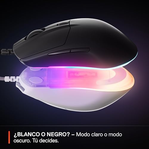SteelSeries Rival 3 Gen 2 Mouse para Juegos — Sensor óptico de núcleo TrueMove de 8500 dpi — 60 Millones de clics — Baja latencia — 77 g Ligero — 100% PTFE Pies — RGB — Blanco