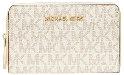 Michael Kors Jet Set - Estuche pequeño con cierre para mujer, Vanilla/Acorn, Talla unica