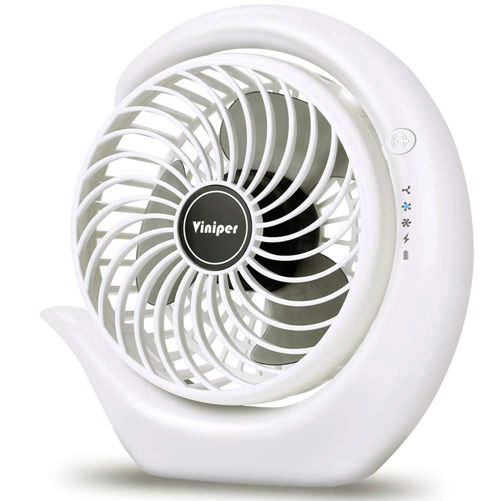 Viniper Ventilador recargable portátil, ventilador de computadora pequeño: 3 velocidades y aproximadamente 8-24 horas de trabajo más largo, rotación 180, ventilador de computadora portátil, pequeño
