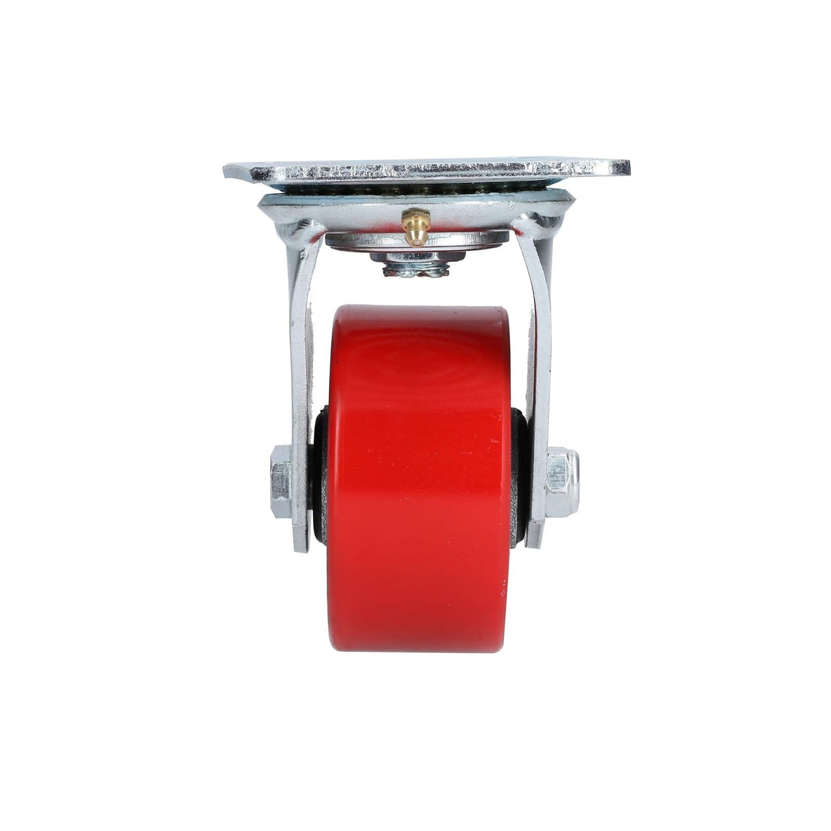 Surtek RP10G Rodaja de fierro con poliuretano rojo giratoria 4"
