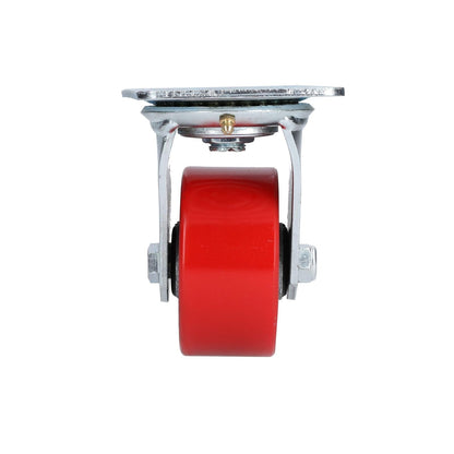 Surtek RP10G Rodaja de fierro con poliuretano rojo giratoria 4"