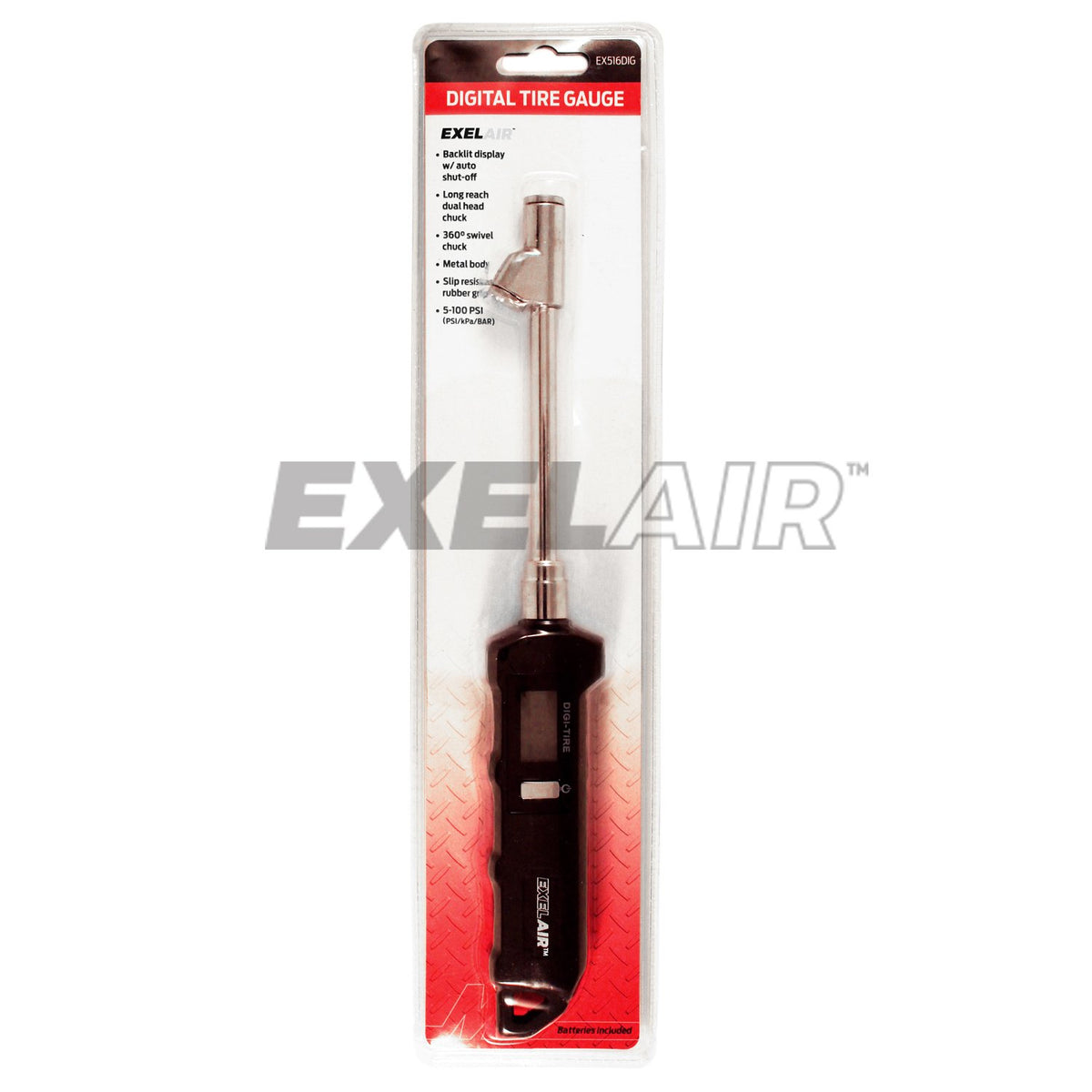 Milton EX516DIG Exelair Manómetro Digital de Doble Cabezal con Mandril de Aire Giratorio, Negro/Plata