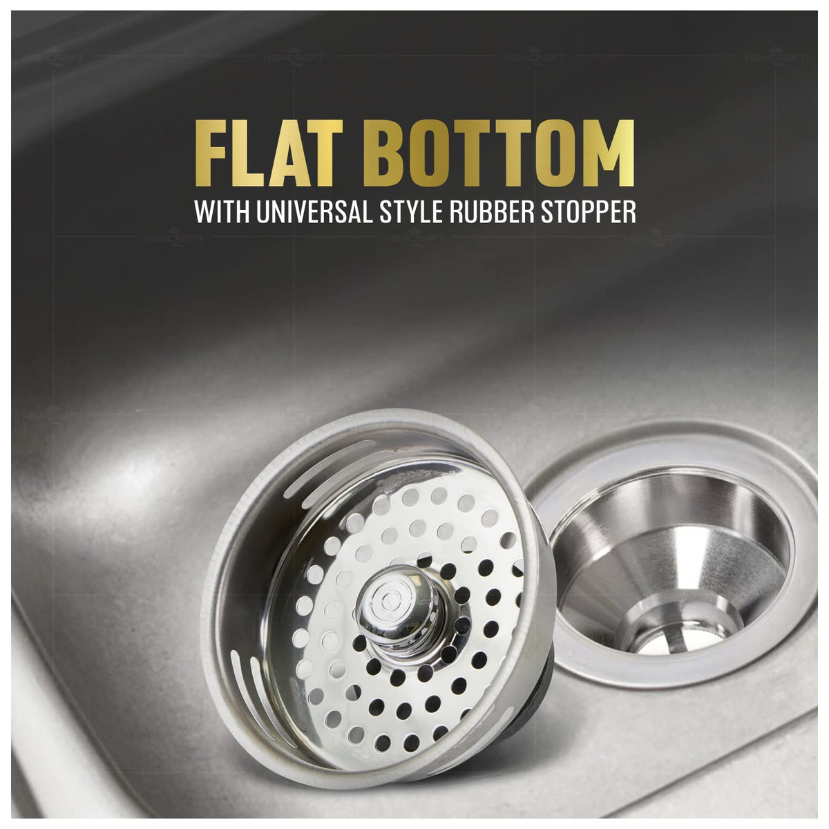 Everflow - Canastilla coladora de acero inoxidable para fregadero de cocina - Repuesto para desagües estándar (8.89 cm) - Tapón de hule de estilo universal, Sencillo