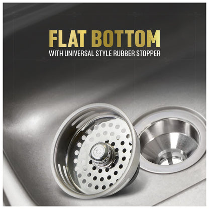 Everflow - Canastilla coladora de acero inoxidable para fregadero de cocina - Repuesto para desagües estándar (8.89 cm) - Tapón de hule de estilo universal, Sencillo