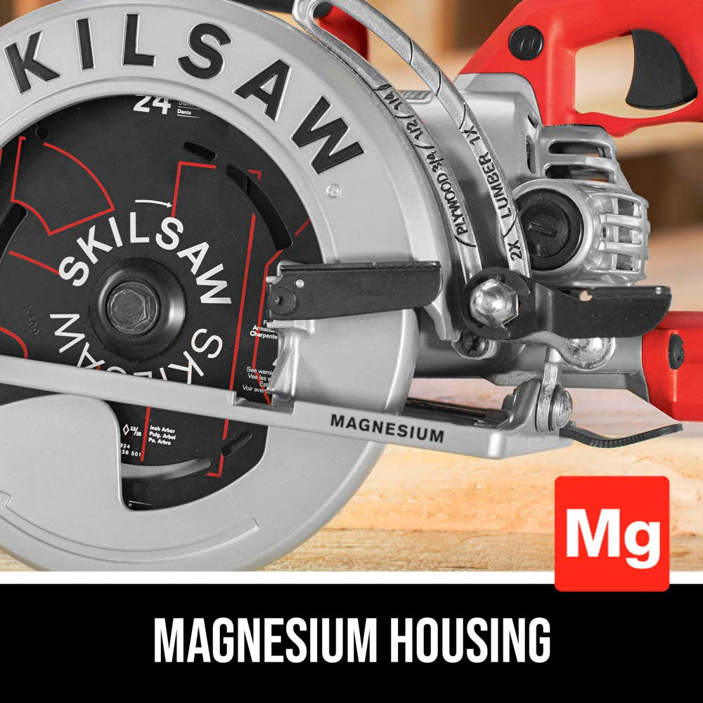 Skil - Sierra circular ligera con accionamiento helicoidal SAW SPT77WML-01 de 15 amperios y 7-1/4 pulgadas, plateada
