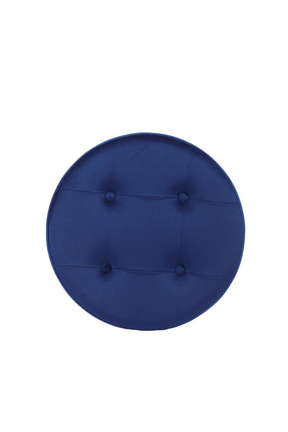 Sochic Set de Taburetes Redondos Tapizados en Terciopelo Azul con Base de Hierro y Patas de Metal Galvanizado