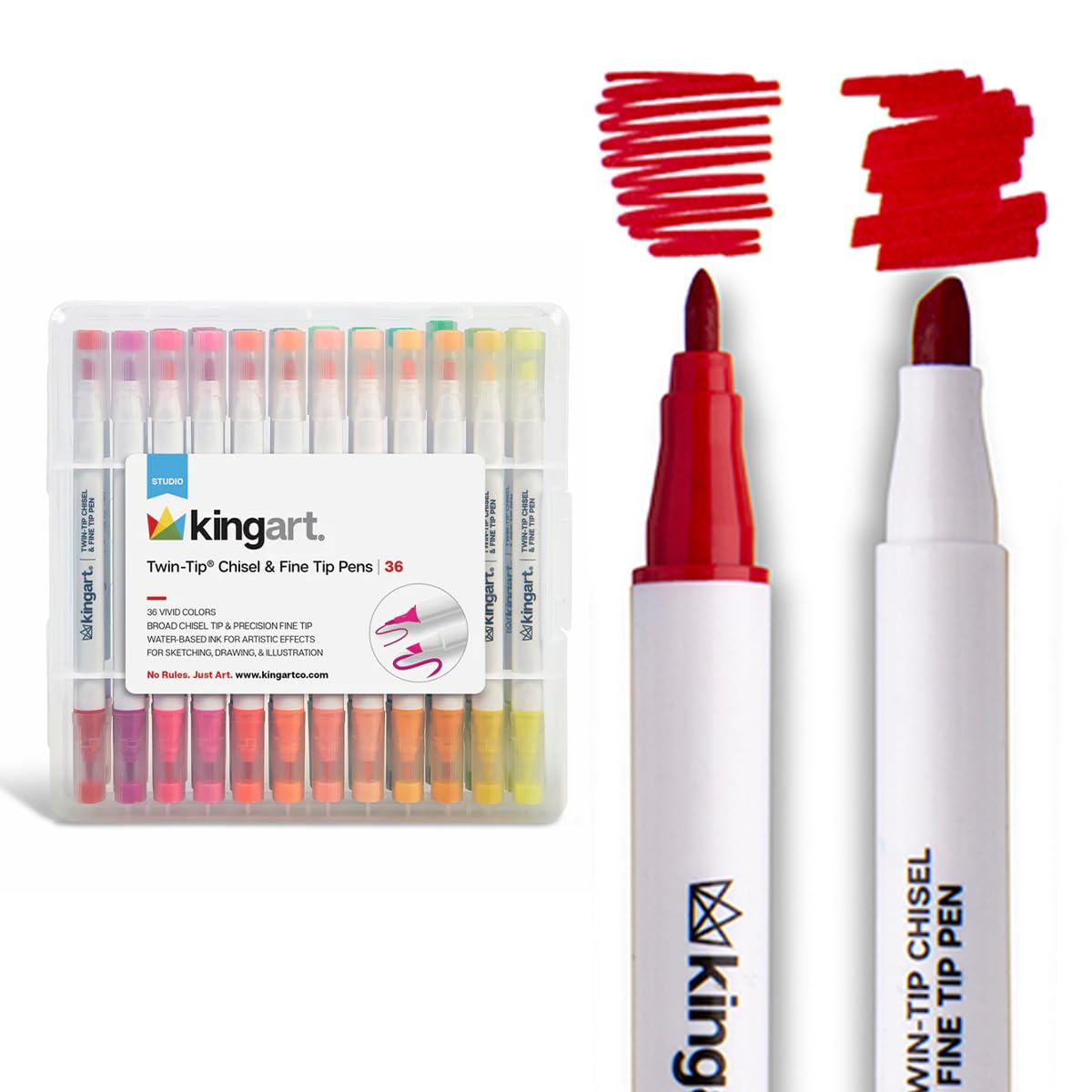 KINGART - Marcadores de doble punta para cincel y fino, 36 piezas (408-36)