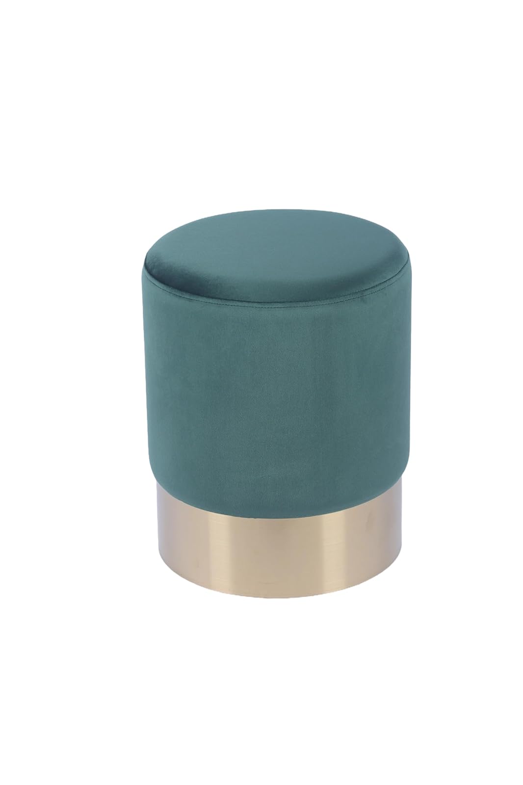 Sochic Taburete Cilíndrico Tapizado en Terciopelo Verde con Base de Acero Inoxidable en Acabado Dorado