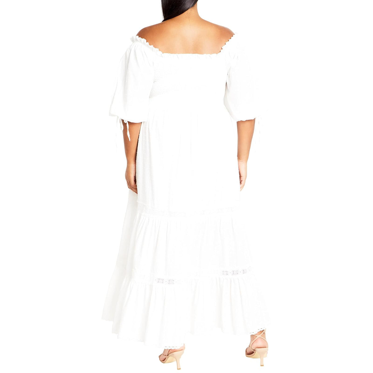 City Chic Vestido de Talla Grande con diseño de Amor Fruncido en Marfil