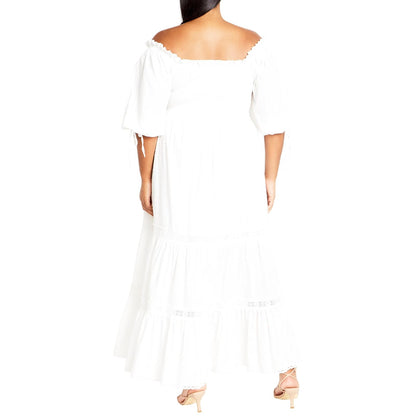 City Chic Vestido de Talla Grande con diseño de Amor Fruncido en Marfil