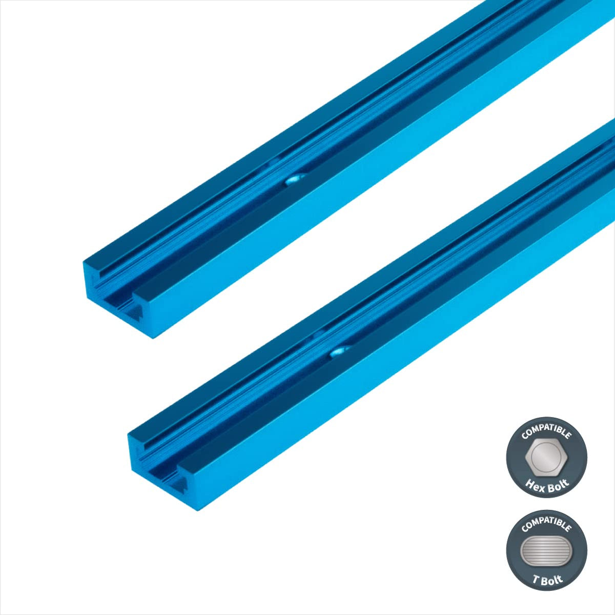 Powertec 71119 Perfil T-Track universal con plomos split shot Predrilled orificios de montaje (2-Pack), 91,4 cm