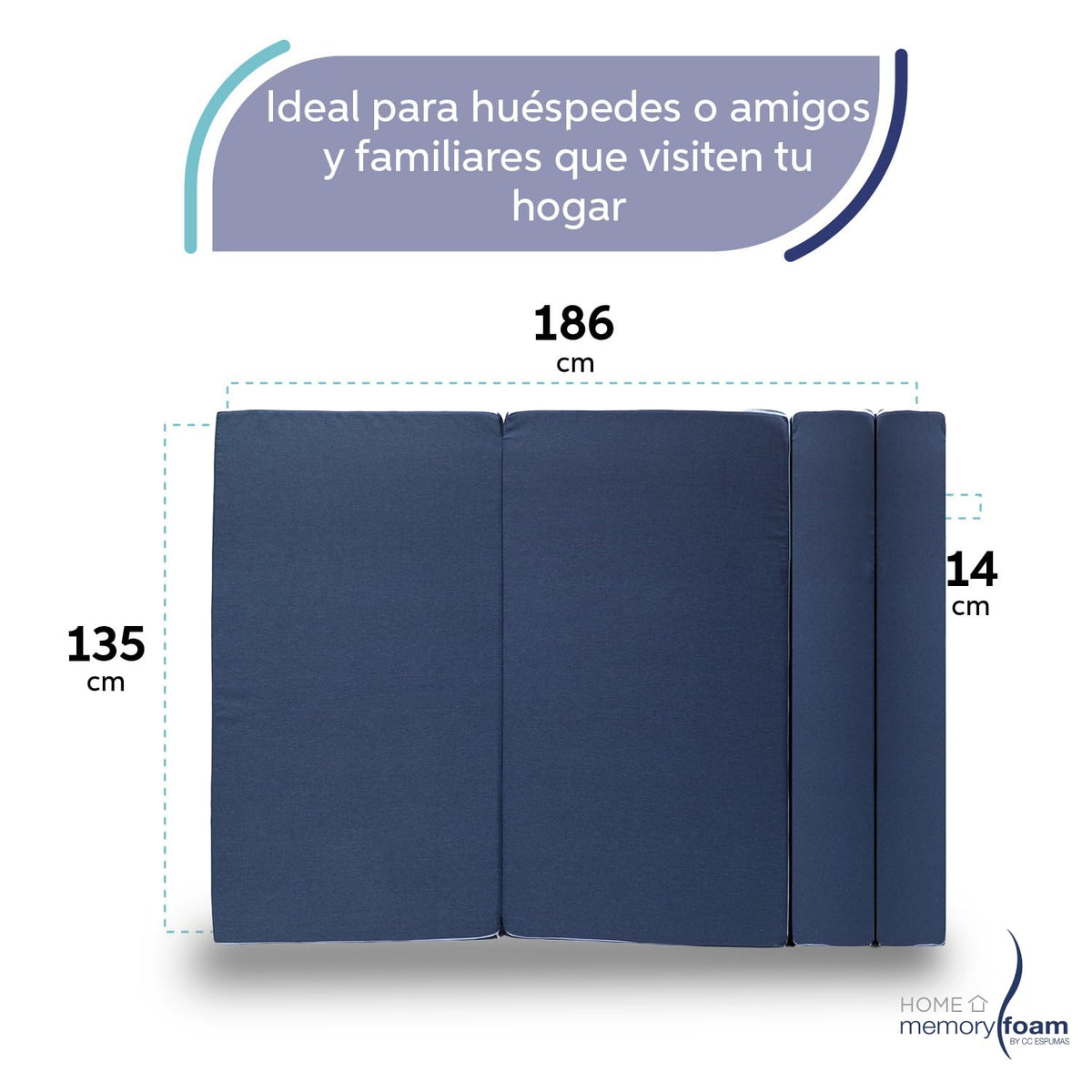 Memory Foam Sofa Cama Cozy Plegable Home (Azul, Matrimonial)