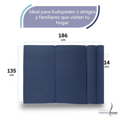 Memory Foam Sofa Cama Cozy Plegable Home (Azul, Matrimonial)