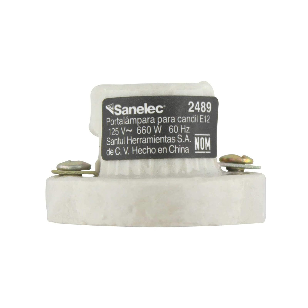 SANELEC, Portalámpara para Candil, Portalámparas de Porcelana, 660 W, Entrada E12, Modelo 2489