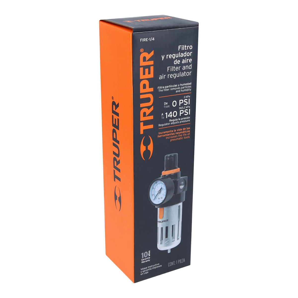 Truper FIRE-1/4, Filtro y regulador de aire, 1/4 NPT
