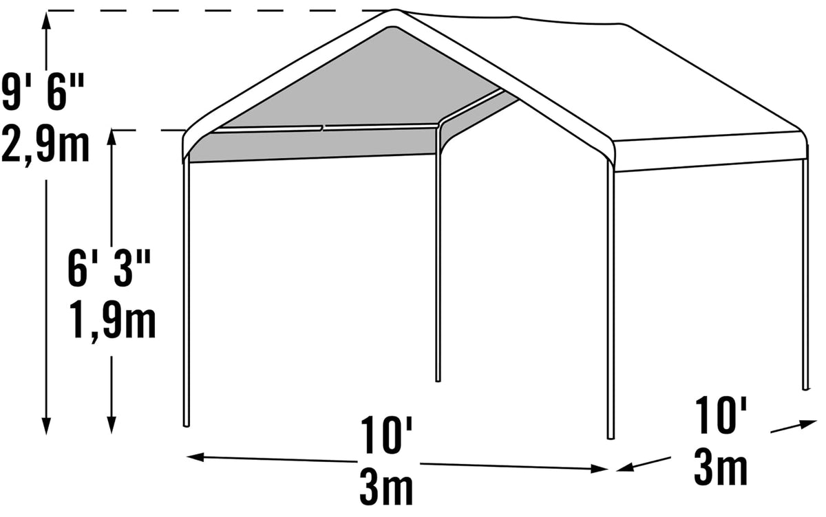 ShelterLogic 23521 MaxAP - Toldo Compacto para Exteriores, fácil de Montar, Marco de Metal de Acero con protección Solar UPF 50+ y Cubierta Impermeable, Color Blanco, 23521