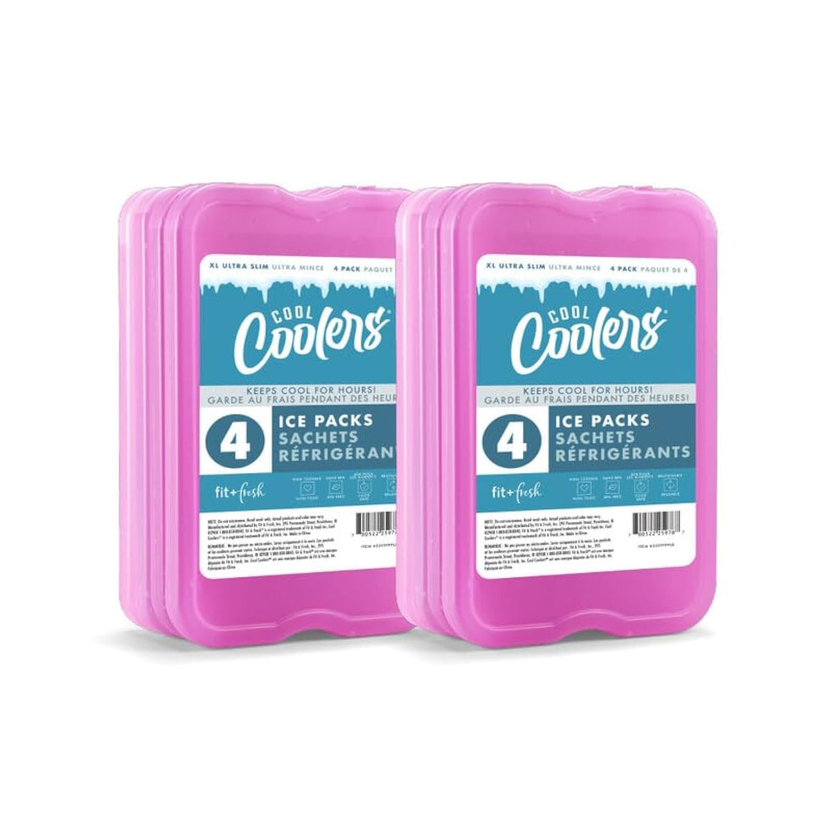 Fit & Fresh Paquetes de Hielo Reutilizables XL para Lonchera - Púrpura 8 PK