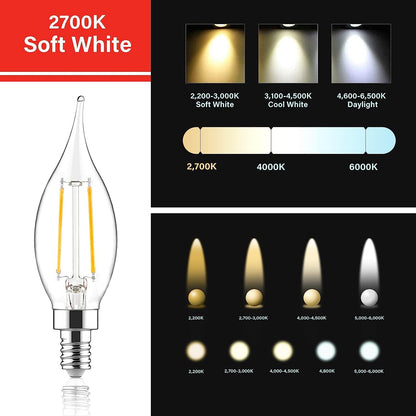 Sengled E12 - foco LED para candelabro de 60 W, equivalente a 60 W, bombillas LED regulables, 5 W, 2700 K, blanco suave, 450 lm, B10, punta de llama, estilo clásico, con base decorativa de candelabro