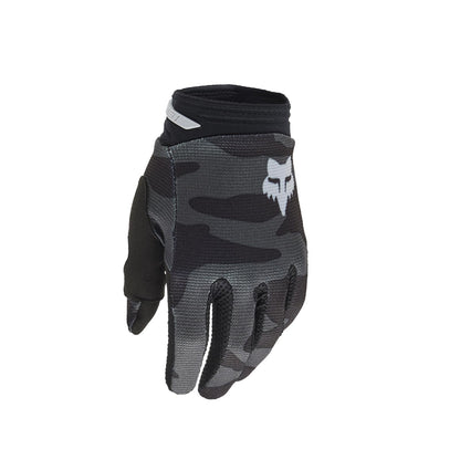 Fox Racing Youth 180 BNKR Guantes Motocross | Negro y Camuflaje, Talla M, Ajuste Velcro, Silicona en Puntas, Palma Touchscreen