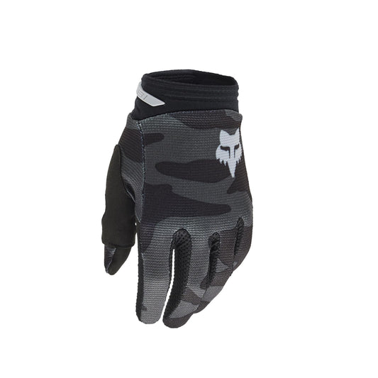 Fox Racing Youth 180 BNKR Guantes Motocross | Negro y Camuflaje, Talla M, Ajuste Velcro, Silicona en Puntas, Palma Touchscreen
