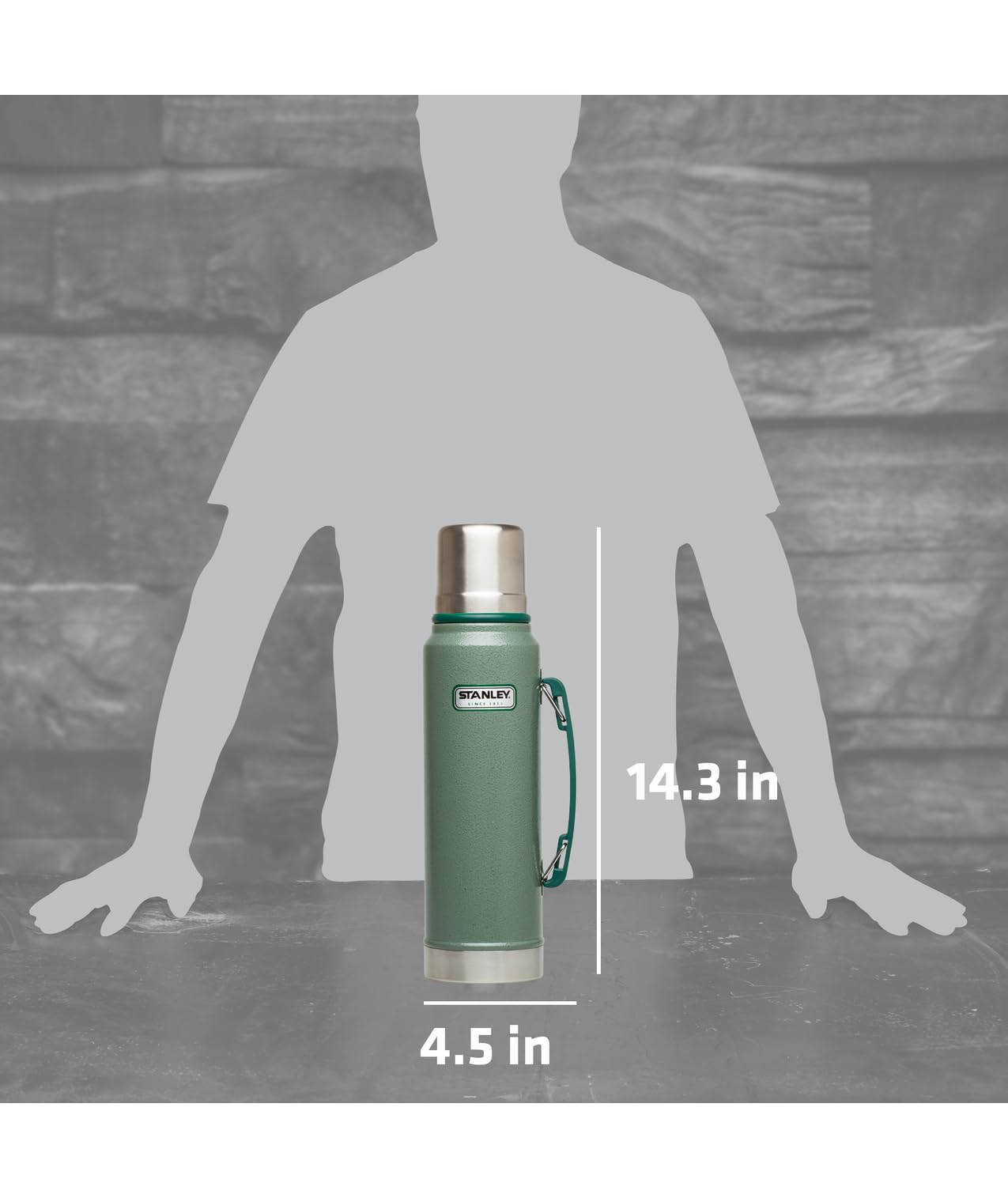 Stanley Botella Clásica al Vacío, Verde (Hammertone Green), 1 Litro