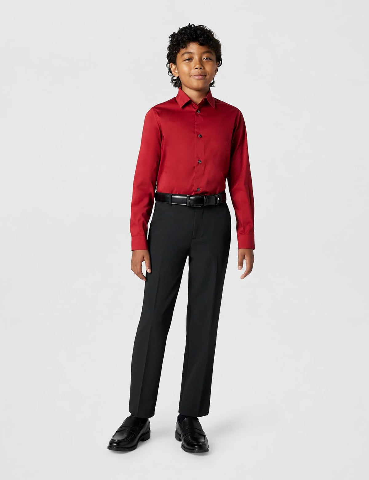 Calvin Klein Camisa de Vestir de Manga Larga Ajustada, Estilo Abotonado con puños abotonados y Dobladillo de Cola de Camisa Camisa de Vestir para Niños