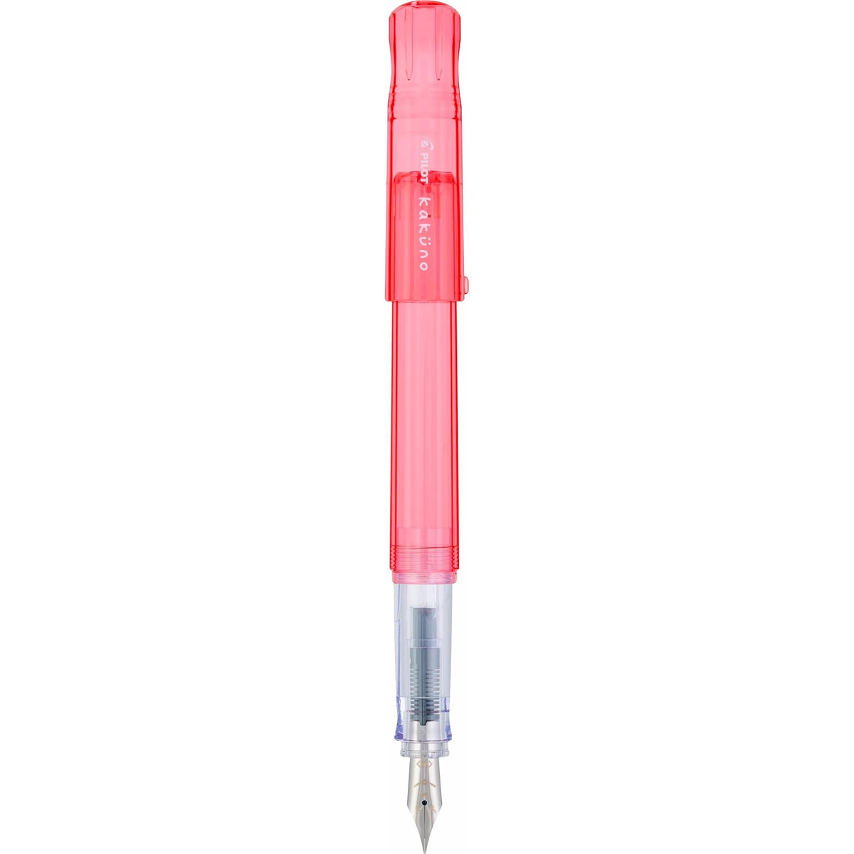 PILOT Pluma Fuente Kakuno, barril color coral traslúcido, punto mediano, estuche con una pieza