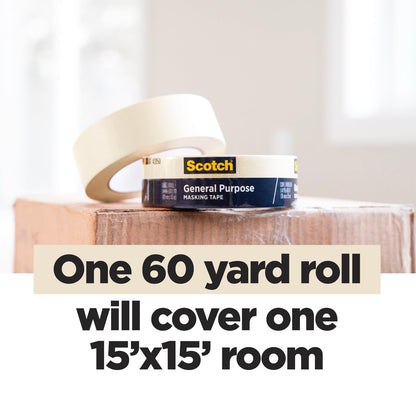 Scotch - Cinta adhesiva de uso general, 1.9 pulgadas x 60.1 yardas, color beige, se pega hasta 5 días, se elimina fácilmente sin dejar residuos pegajosos, cinta adhesiva fácil de rasgar (2050-48 MP)