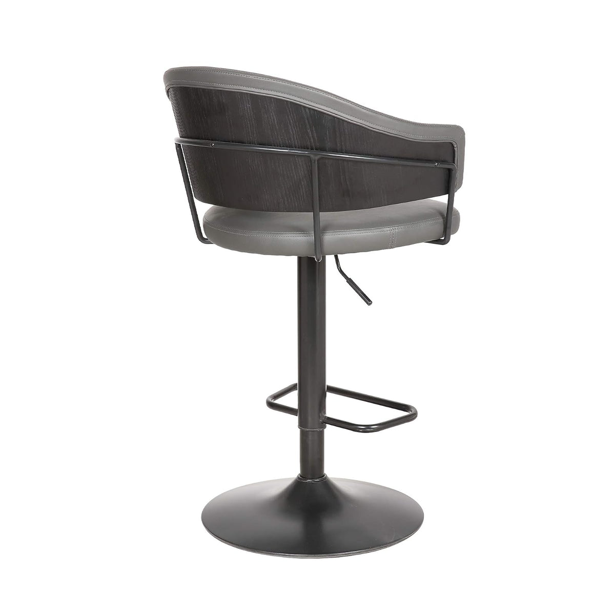 Armen Living Brody Taburete Giratorio de Piel sintética, Ajustable, Gris/Negro