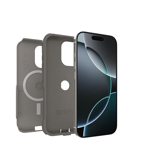 OtterBox - Funda para iPhone 16 Pro Commuter Series - Gris Comfort | Funda delgada y protectora para iPhone, de doble capa, que absorbe los impactos, las mejores fundas MagSafe para iPhone para