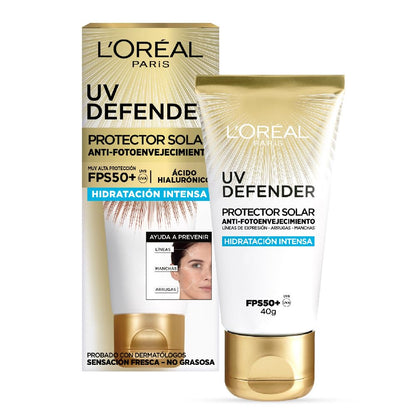 L'Oréal Paris Protector Solar Diario FPS50+ UV Defender Anti-Brillo, 40 ml - Hidratante - Bloqueador solar