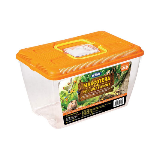 Lomas Mascotera Mediana para Pequeñas Especies 32.5 x 21 x 20 cm – Transportadora de Plástico con Ventilación y Tapa de Acceso